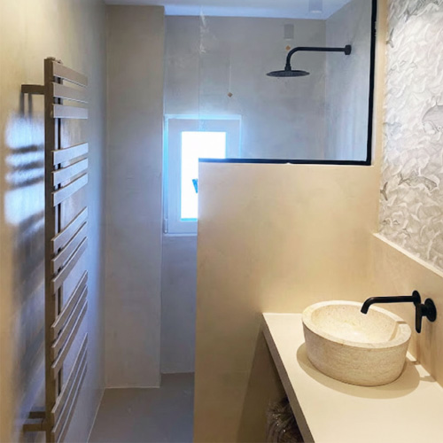Mampara fija de vidrio para baño en Caballito